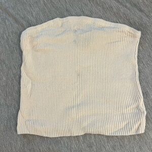 American Eagle Outfitters Cream Ribbed Crop Top